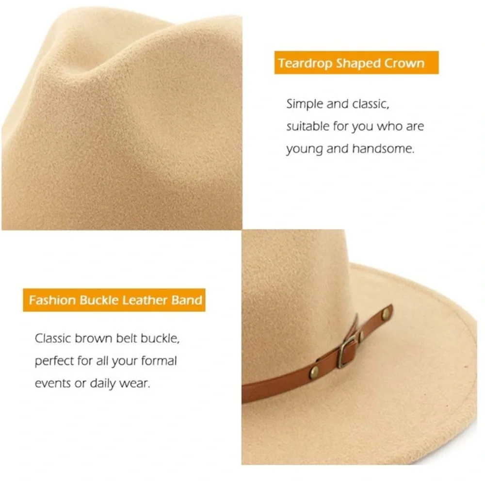 NWT🤍Women Wide Brim Wool Hat with Belt Buckle🤍 - Picture 3 of 5